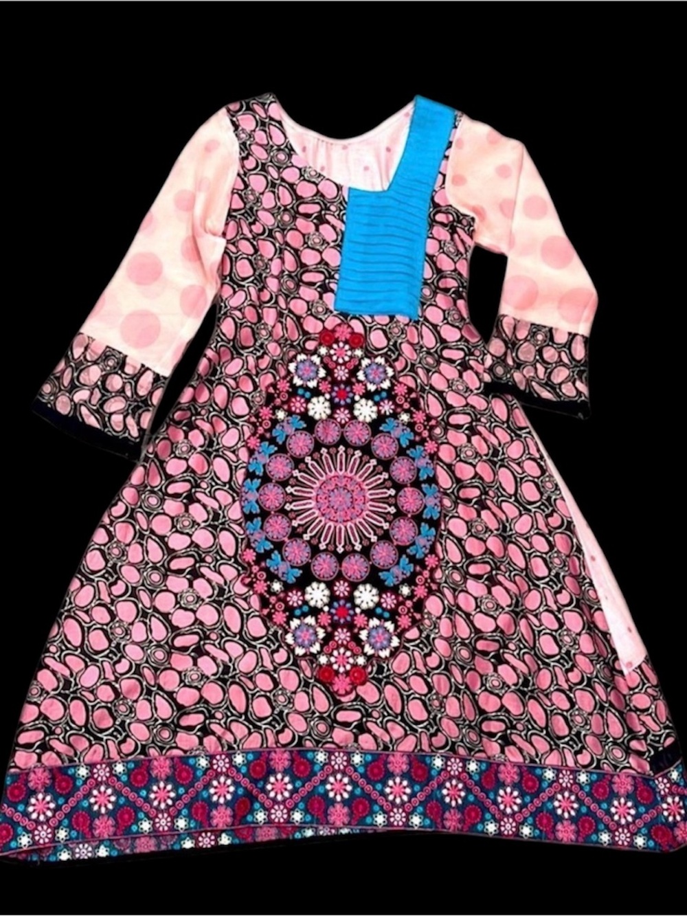 Indie Salwar Polka Dot and Embroidered Dress